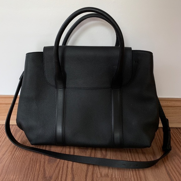 Cuyana Handbags - Cuyana Trapeze Satchel Black Leather